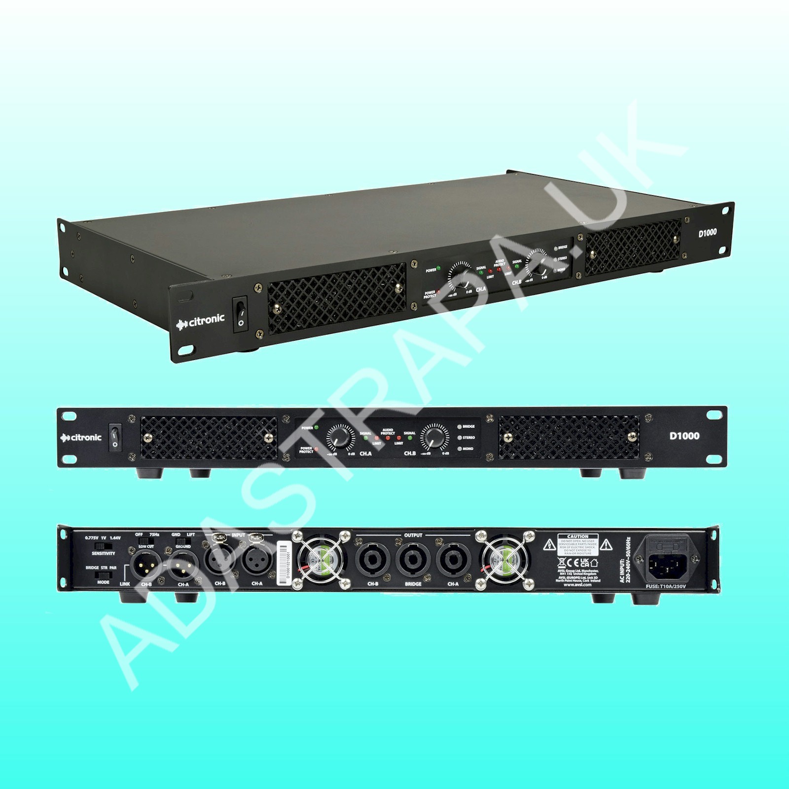 Citronic D1000 Power Amplifier Class-D 2 x 500W rms - 172.110UK
