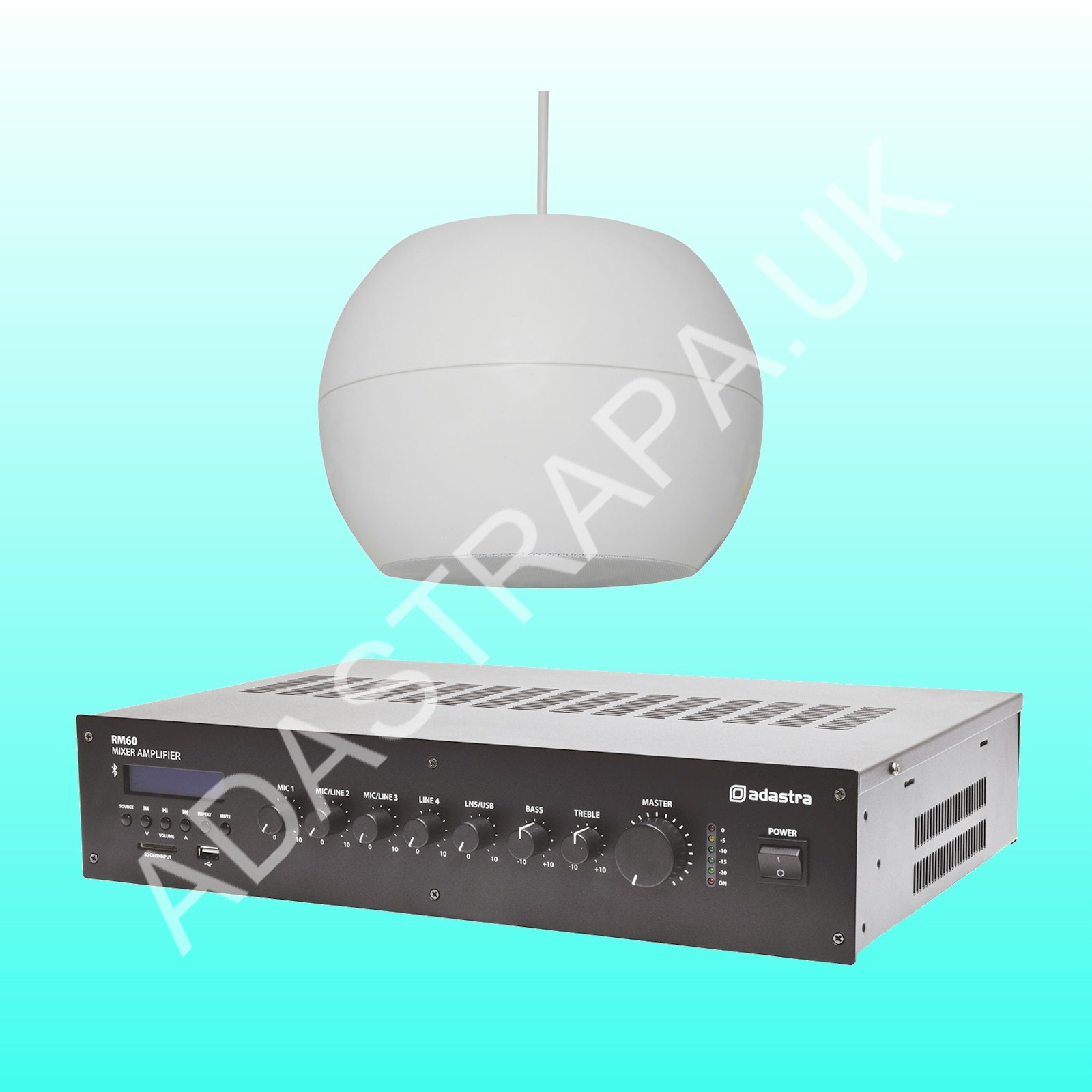 Adastra RM60/PS50-W High Ceiling Pendant Speaker Package - 300.100UK
