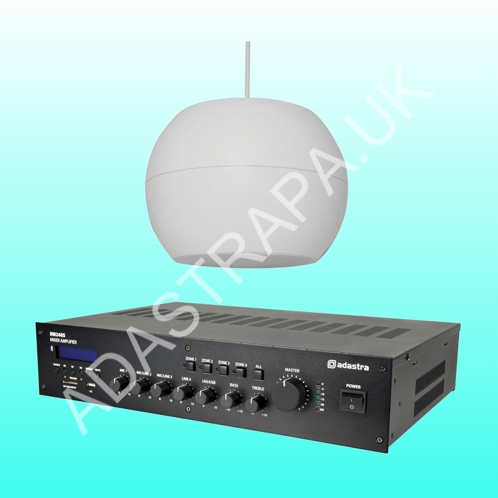 Adastra RM240S/PS50-W High Ceiling Pendant Speaker Package - 300.104UK