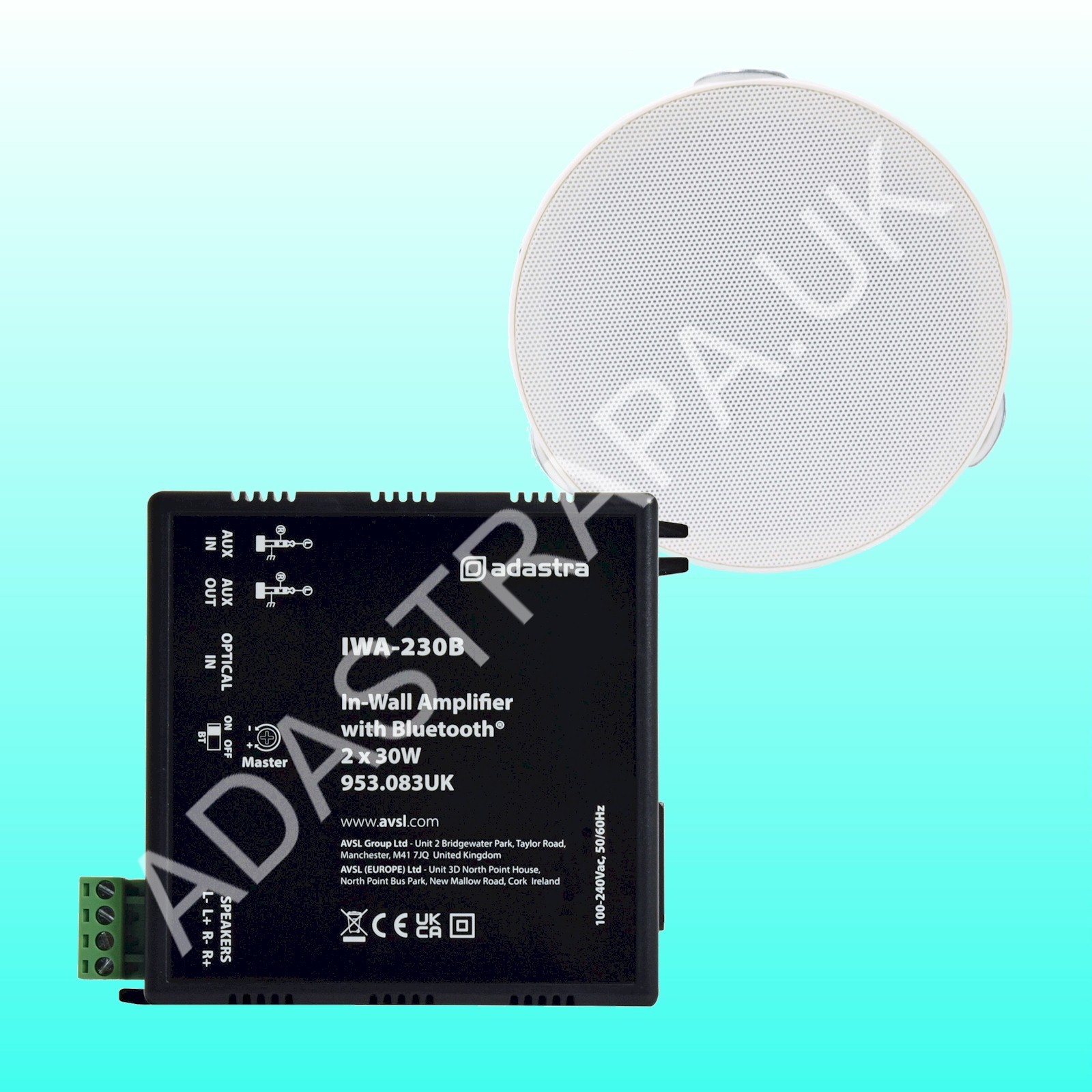 Adastra IWA230B/SL4  Bluetooth Mini Ceiling Speaker Package - 300.153UK