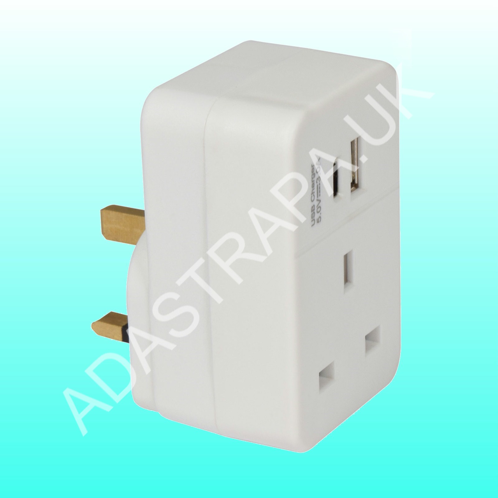Mercury Plug Through UK Mains Adaptor with USB A and PD fast charging USB C Port - 429.691UK