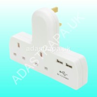 Mercury 429.700UK 13A Mains Adaptor 2-Way with 2 USB Outlets - 429.700UK
