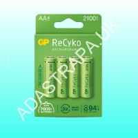 GP Battery 656.855UK ReCyko+ NiMH Rechargeable Batteries, 2100mAh AA Card of 4 - 656.855UK