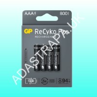 GP Battery 656.893UK GP ReCyKo+ Pro Rechargeable Batteries 800mAh AAA Card of 4 - 656.893UK