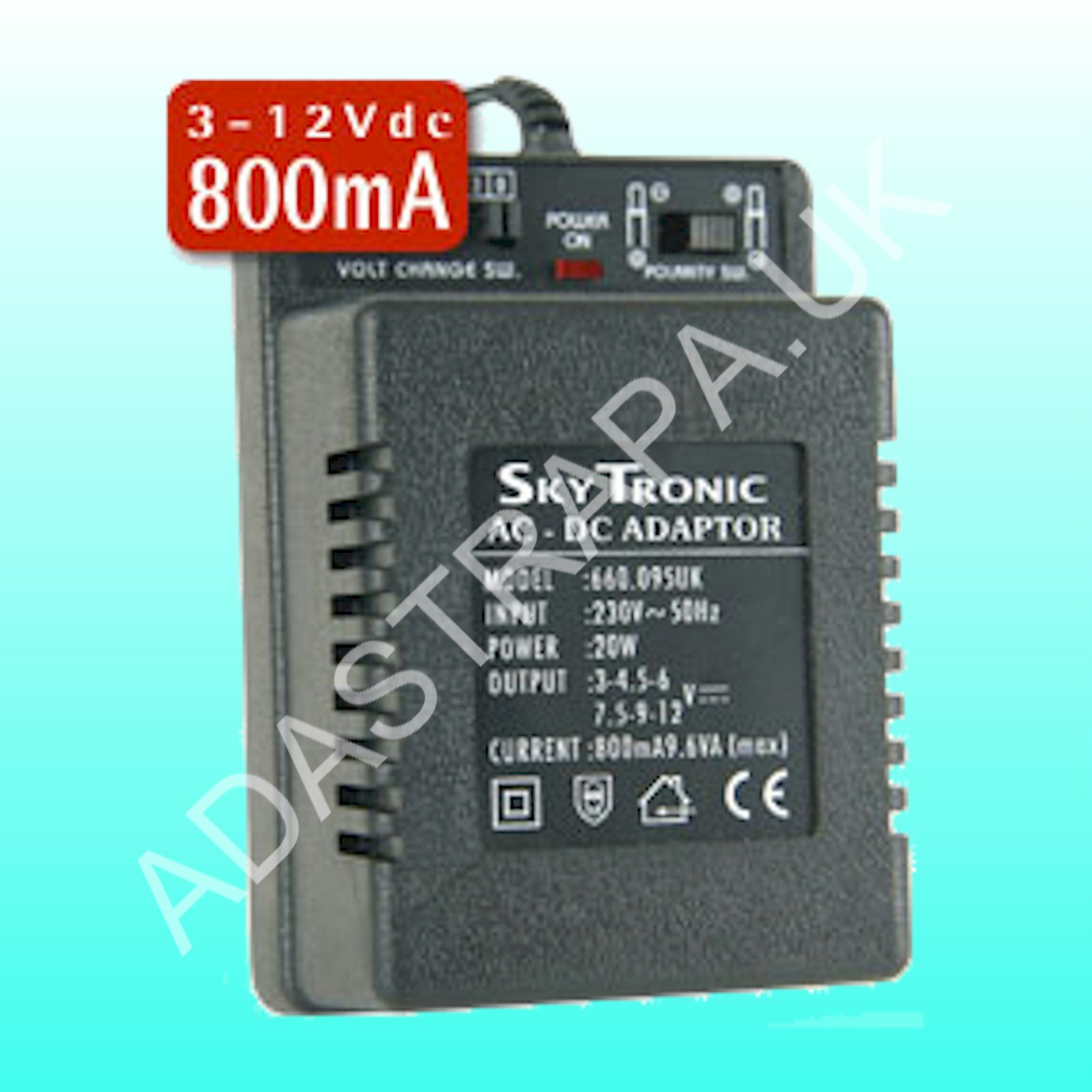 SkyTronic Plug-in Unregulated Power Supply 800mA - 660.095UK