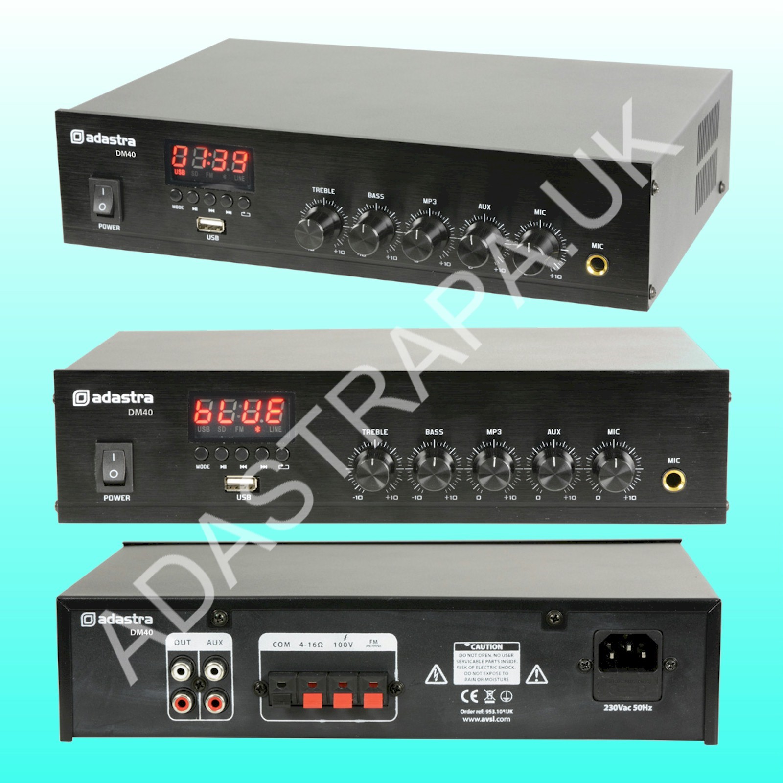 Adastra DM40 3-Channel Mixer Amplifier 40W rms - 953.109UK