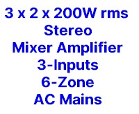 3 x 2 x 200W Ceiling Stereo Music Systems