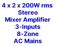 4 x 2 x 200W Ceiling Stereo Music Systems